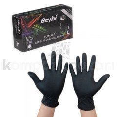 Beybi Pudrasız Siyah Nitril Eldiven 10 adet Büyük- L