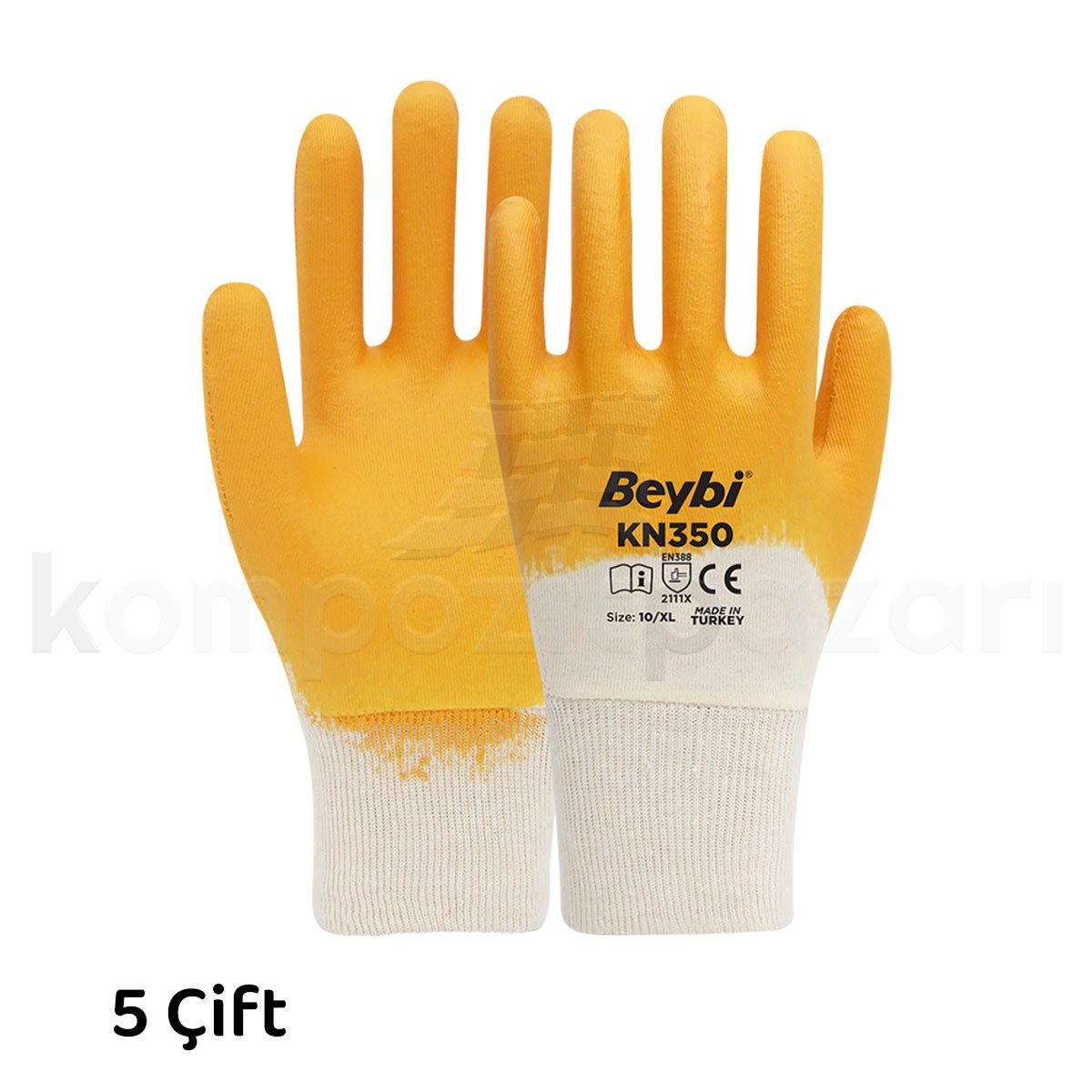 Beybi Kn350 Flex Sarı Nitril Eldiven 5 Çiftli Paket - KDV Dahil