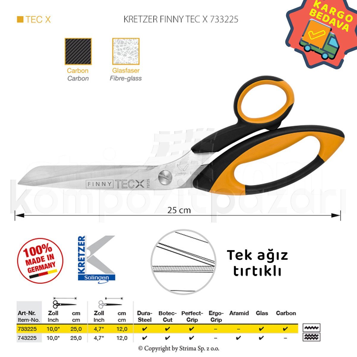 Elyaf Makası 25 cm İnce 733225