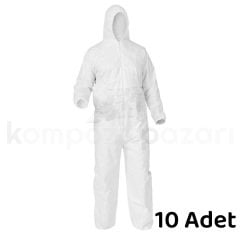 Tek Kullanımlık Tulum - 60 g/m² Tela Kumaş 10'lu Paket - KDV Dahil