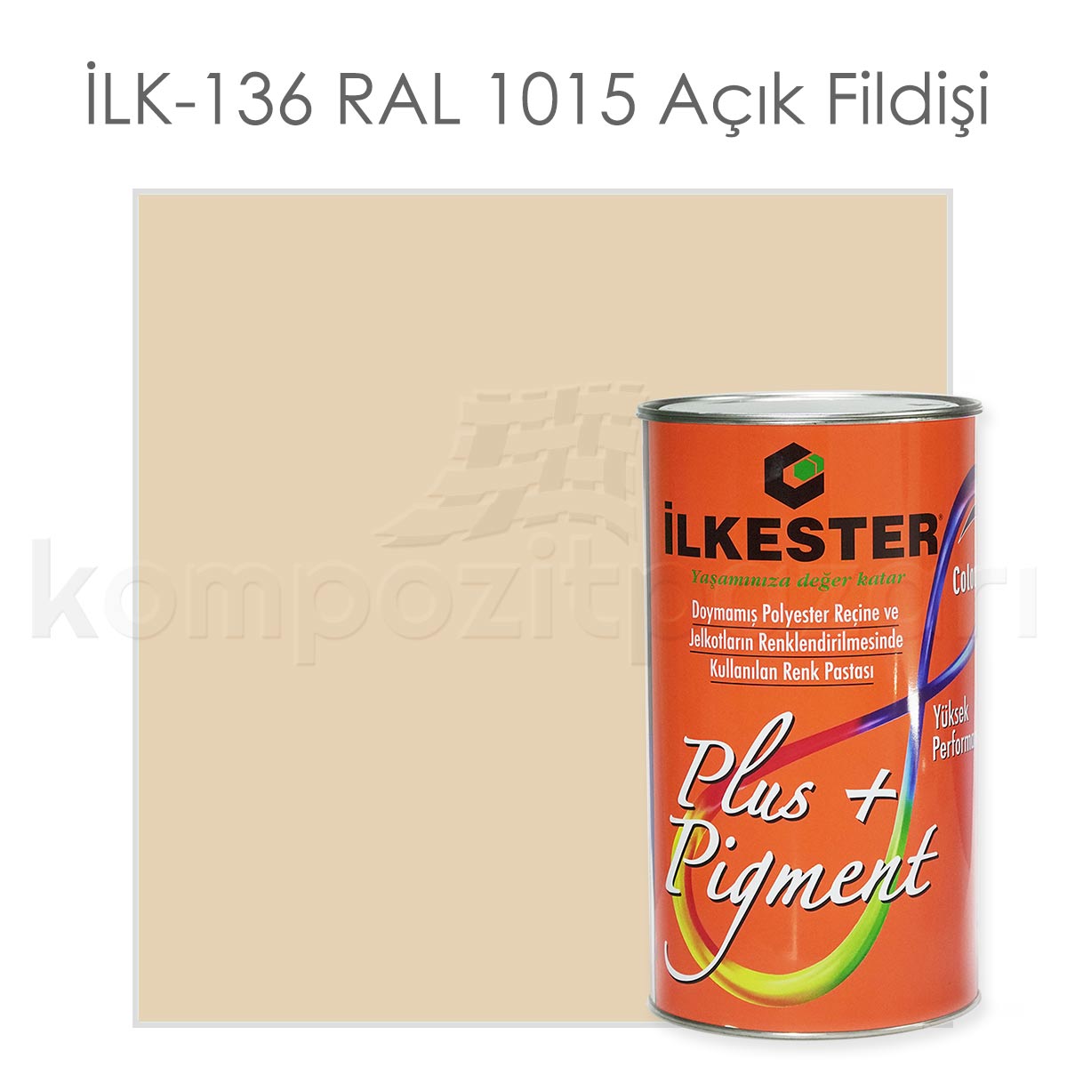 Opak Renkli Pigment Pasta İlkester İLK -136 RAL 1015 Açık Fildişi - Net 1 kg - KDV Dahil
