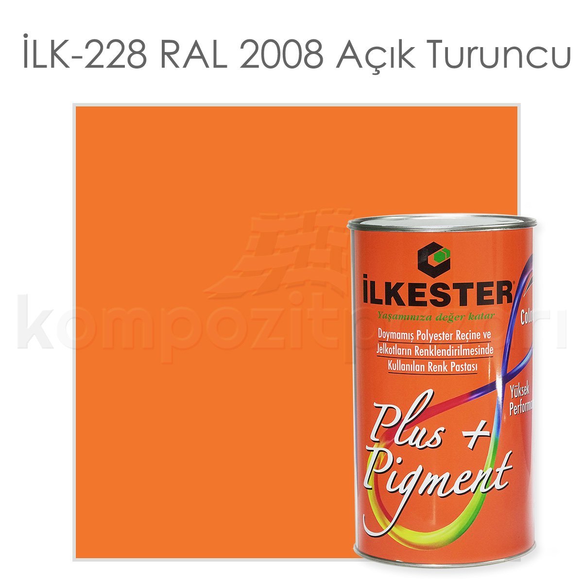 Opak Renkli Pigment Pasta İlkester İLK-228 RAL 2008  A.Turuncu-Net 1 kg-KDV Dahil