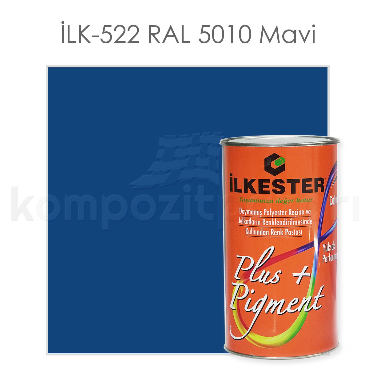 Opak Renkli Pigment Pasta İlkester İLK-522 RAL 5010  Mavi - Net 1 kg - KDV Dahil