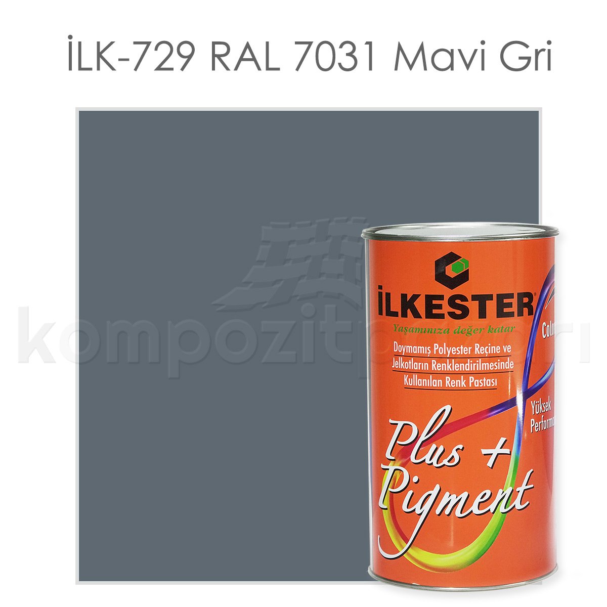 Opak Renkli Pigment Pasta İlkester İLK-729 RAL 7031 Mavi Gri - Net 1 kg - KDV Dahil