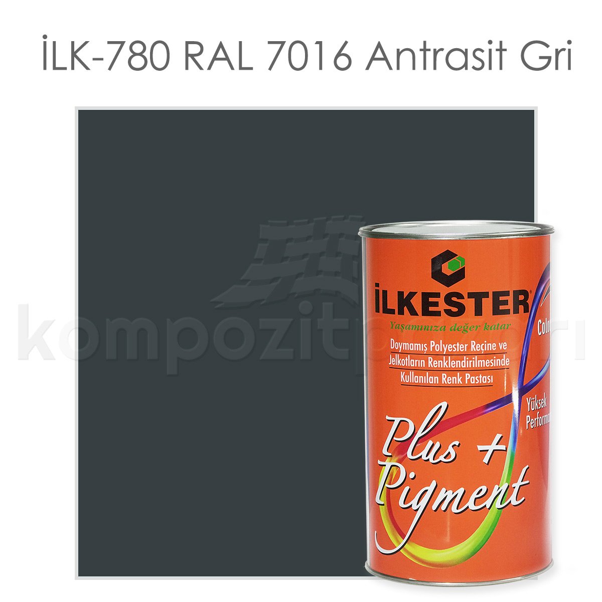 Opak Renkli Pigment Pasta İlkester İLK-780 RAL 7016 Antrasit Gri - Net 1 kg - KDV Dahil