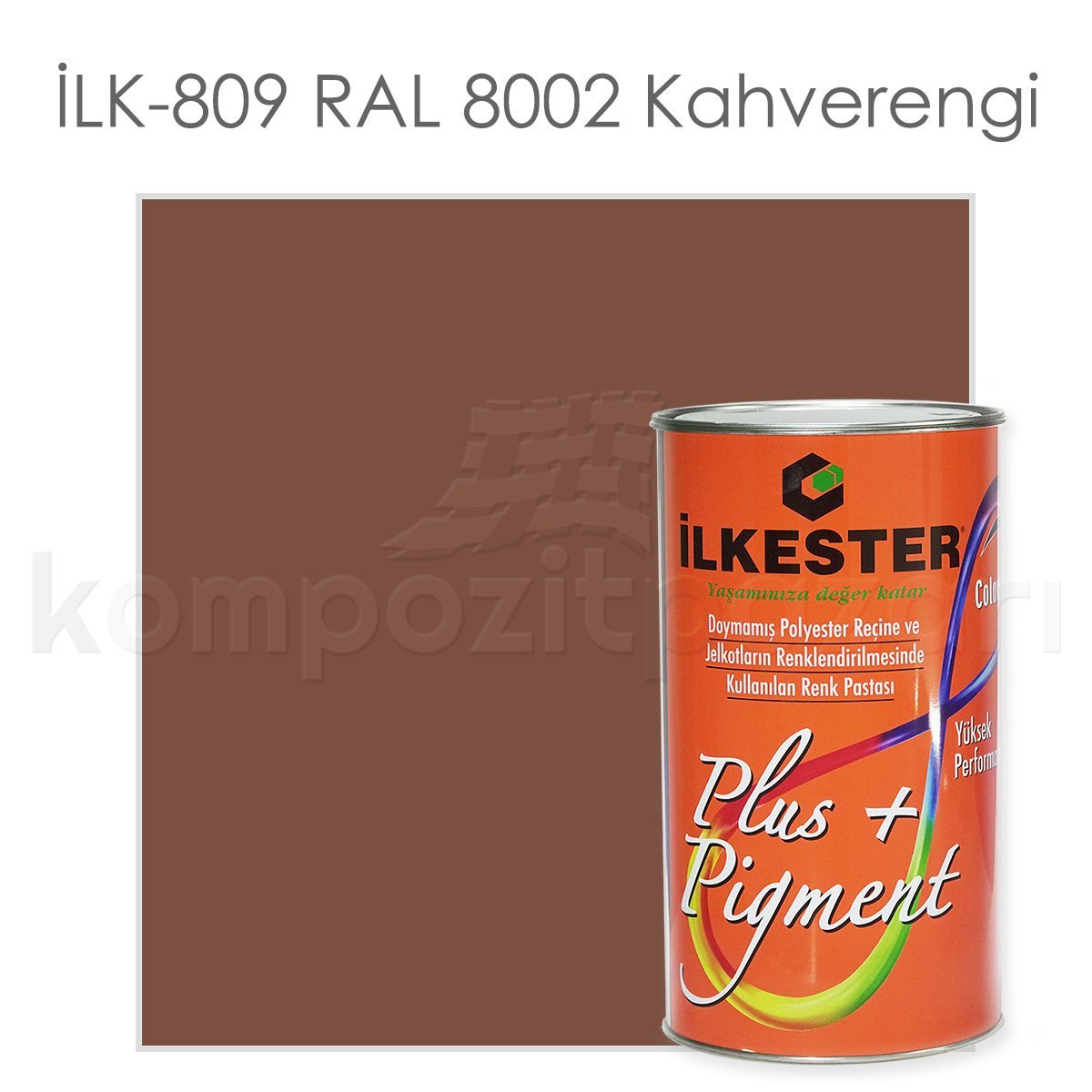 Opak Renkli Pigment Pasta İlkester İLK-809 RAL 8002  Kahverengi - Net 1 kg - KDV Dahil